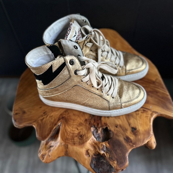 Zadig & Voltaire Gold High-Top Sneakers - Size 8 (US) - Picture 1 of 4